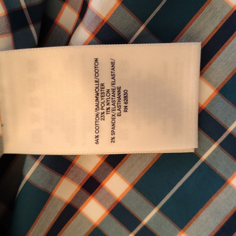 Land's End Shirt Size L Plaid Button Down Long Sleeve Cotton Office Casual Green - Picture 4 of 13